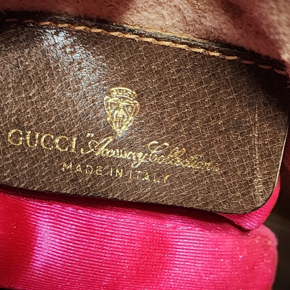 Gucci Vintage Mini Bucket Drawstring Crossbody GG Canvas Leather Web + Dust Bag - Picture 2 of 16